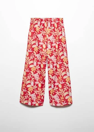 Mango Kids' Printed Straight Trousers Red