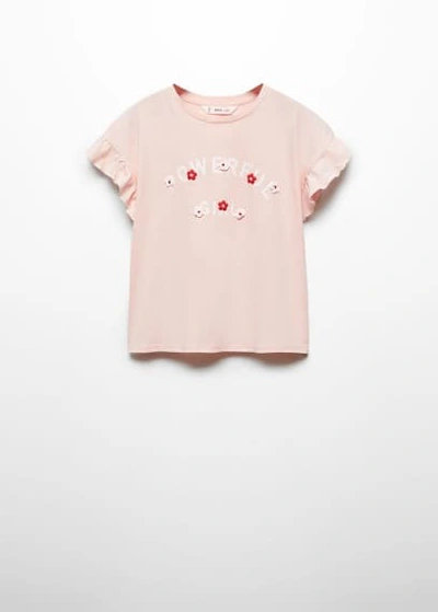 Mango Kids' Printed Message T-shirt Pink