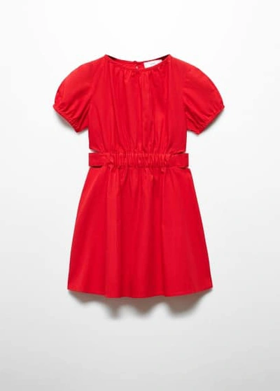 Mango Kids' Cut-out Ruched Dress Red