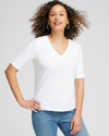 Chico's Perfect Elbow Sleeve Tee In White Size 8/10 |  In White