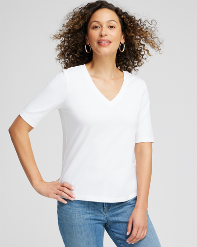 Chico's Perfect Elbow Sleeve Tee In White