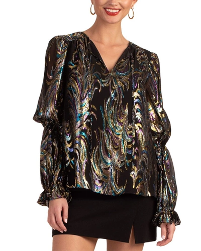 Trina Turk Ambrosial Silk-blend Top In Black