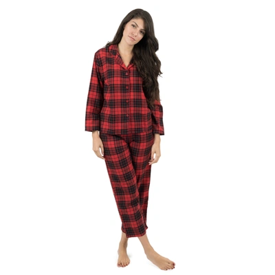 Leveret Christmas Womens Two Piece Flannel Pajamas Plaid In Red
