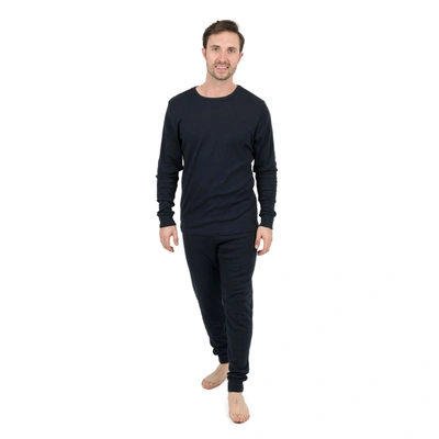 Leveret Mens Two Piece Cotton Pajamas Neutral Solid Color In Blue