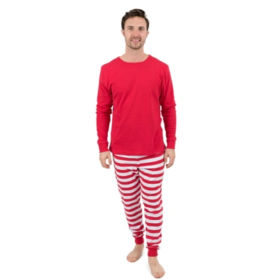 Leveret Christmas Mens Two Piece Cotton Pajamas Striped In Red