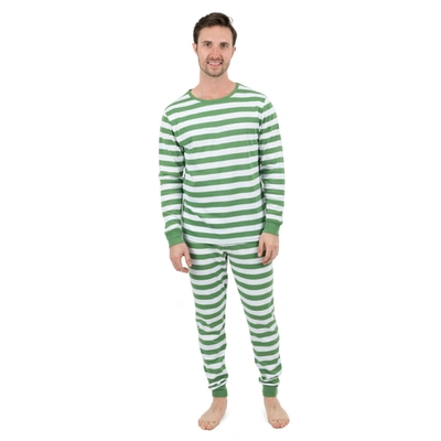 Leveret Christmas Mens Two Piece Cotton Pajamas Striped In Green