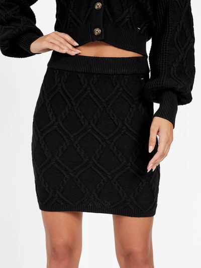 Guess Factory Kathy Diamond Cable-knit Skirt In Black