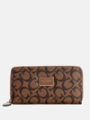 Guess Factory Abree Logo Medium Zip Wallet In Brown