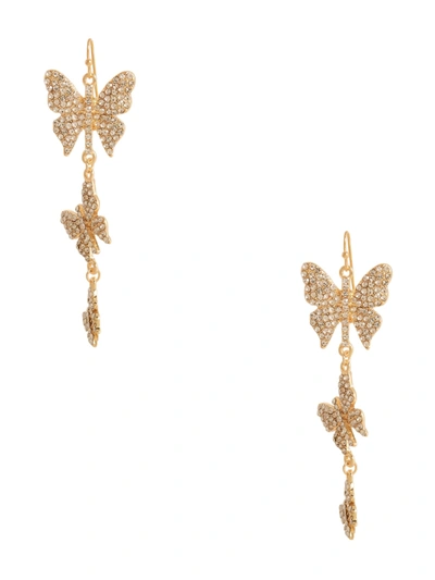 Guess Factory Rhinestone Butterfly Dangle Earrings In Silver