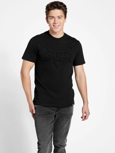 Guess Factory Flynt Embossed Logo Tee In Black