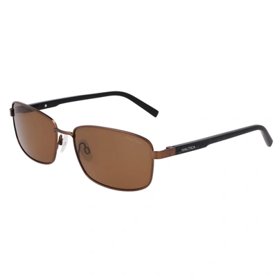 Nautica Mens Logo Rectangle Sunglasses In Brown