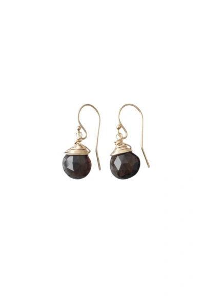 A Blonde And Her Bag Jill Short Drop Earring In Smoky Quartz In Black