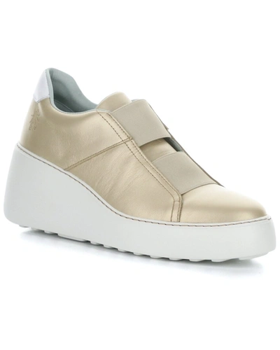 Fly London Dito Leather Wedge In Beige