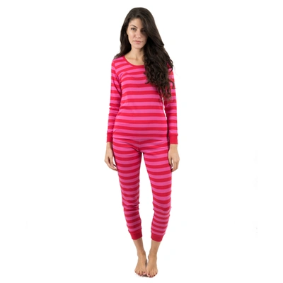 Leveret Womens Two Piece Cotton Pajamas Striped In Red