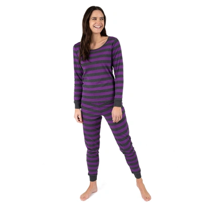 Leveret Womens Two Piece Cotton Pajamas Striped In Purple