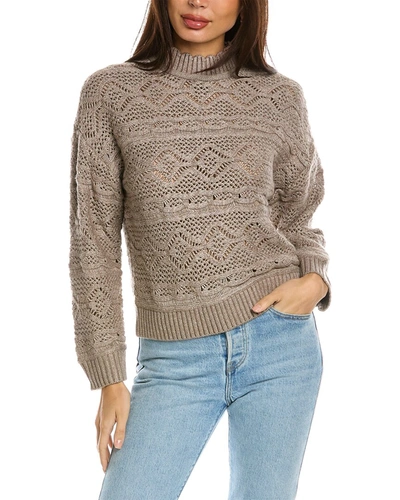 Design History Pointelle Sweater In Brown