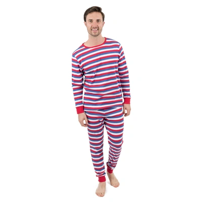 Leveret Mens Two Piece Cotton Pajamas Striped In Red