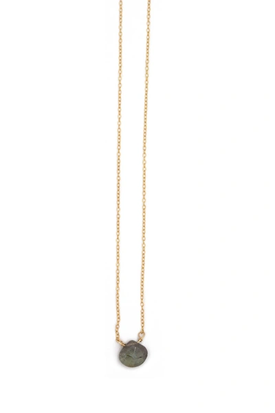 A Blonde And Her Bag Stephanie Delicate Drop Demi Fine Necklace In Labradorite In Black
