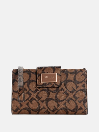Guess Factory Abree Logo Phone Organizer In Brown