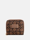 Guess Factory Abree Logo Small Zip Wallet In Brown