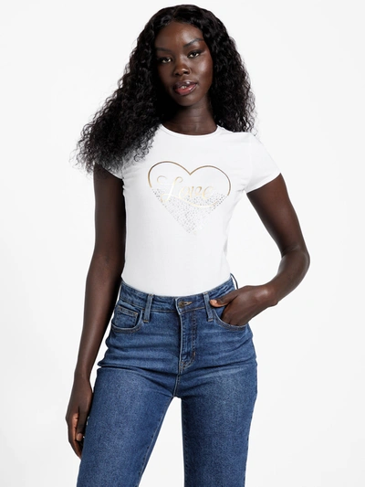 Guess Factory Eco Larissa Heart Tee In White