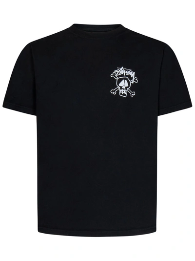 Stussy Skull & Bones Cotton T-shirt In Nero