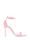 Amina Muaddi Pink Kim 90 Patent Leather Sandals In Rosa