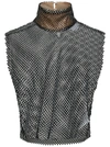 Genny Rhinestone Mesh Top In Nero