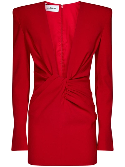 Monot Twist-front Plunge Mini Dress In Rosso