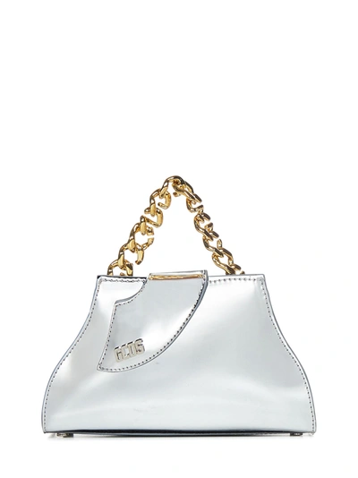 Gcds Comma Mirror Small Handbag In Silver