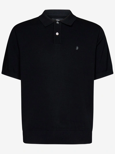 Stussy Knitted Polo Shirt In Nero