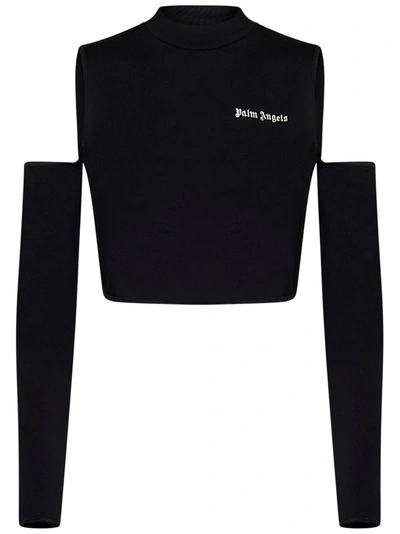 Palm Angels Logo-print Cut-out Top In Black