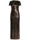 Palm Angels Sequinned Short-sleeve Maxi Dress In Marrone