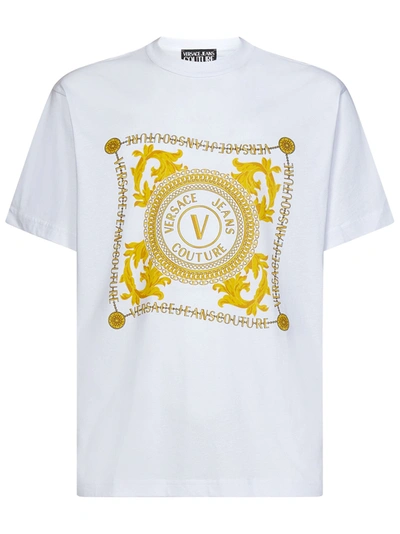 Versace Jeans Couture V-emblem Chain T-shirt In Bianco