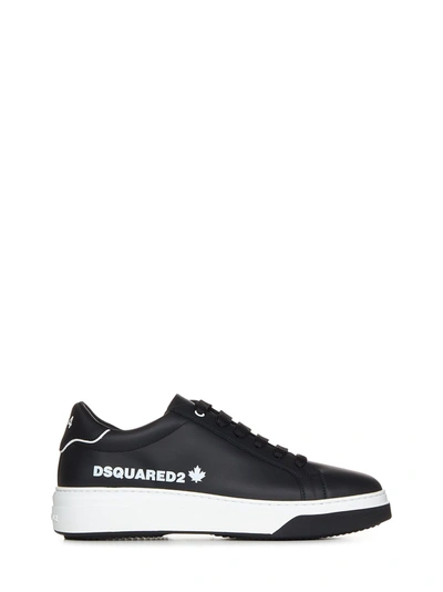 Dsquared2 Bumper Lace-up Leather Sneakers In Black