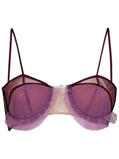 Nensi Dojaka Ruffled Tulle Bra In Viola