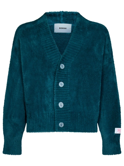Bonsai Knitted V-neck Cardigan In Blu