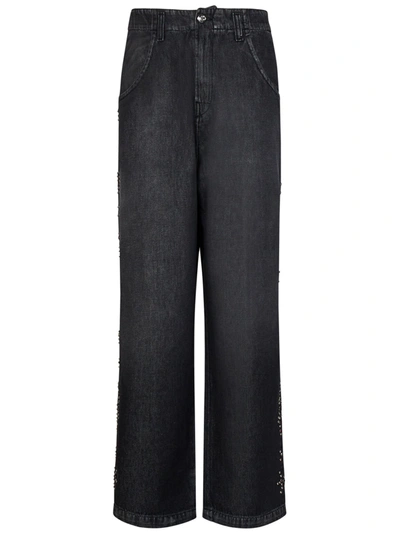 Bluemarble Washed-denim Wide-leg Jeans In Nero