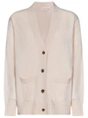 Victoria Beckham Ivory Lambswool Double Layer Cardigan In Rosa