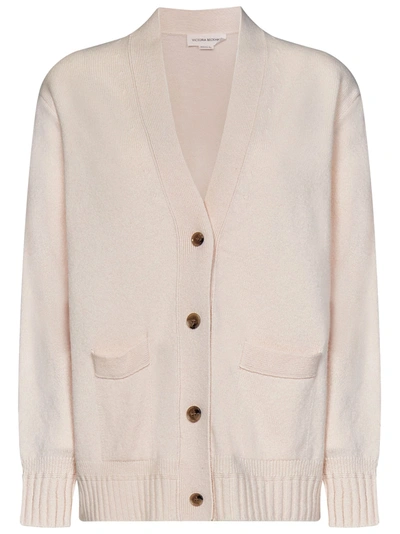 Victoria Beckham Fine-knit Wool Cardigan In Rosa