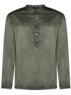 Tom Ford Long-sleeve Silk-blend Shirt In Militare