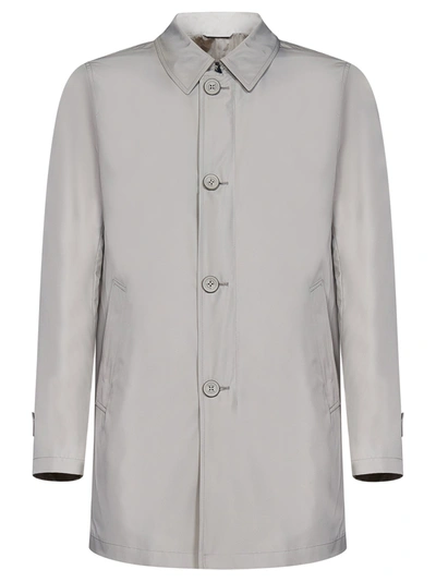 Herno Impermeabile  In Nylon In Light Grey