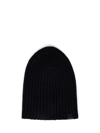 Tom Ford Ribbed Beanie Hat In Nero