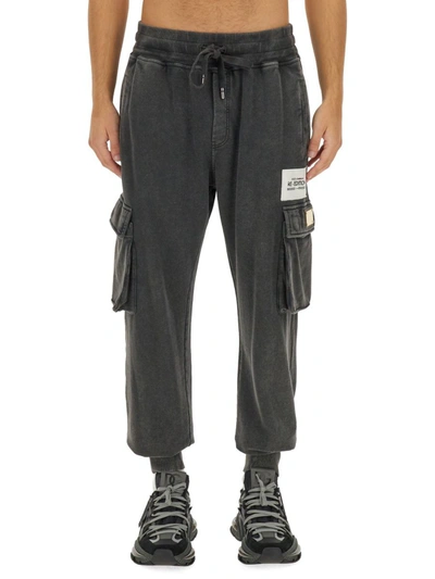 Dolce & Gabbana Jogging Trousers With Logo In Grey