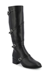 Journee Collection Elettra Tru Comfort Buckle Knee High Boot In Black