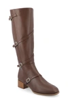 Journee Collection Elettra Tru Comfort Buckle Knee High Boot In Brown