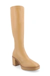 Journee Collection Alondra Tru Comfort Foam Knee High Platform Boot In Tan