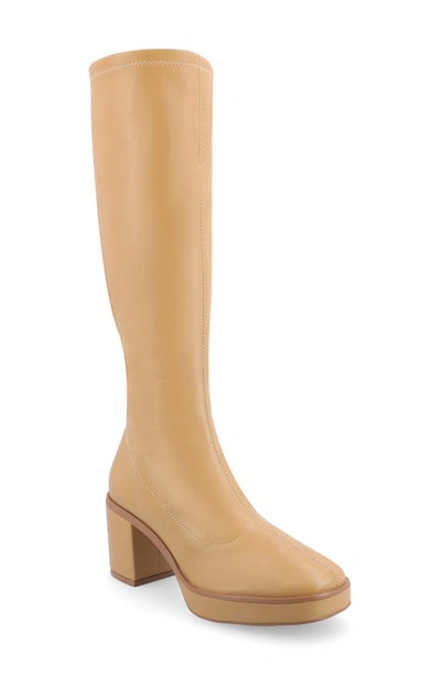 Journee Collection Alondra Tru Comfort Foam Knee High Platform Boot In Tan