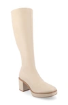 Journee Collection Alondra Tru Comfort Knee High Platform Boot In Cream