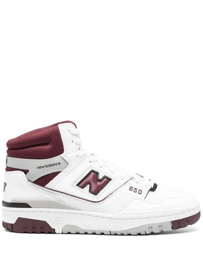New Balance 650 High-top Sneakers In Burgundy And Raincloud In White